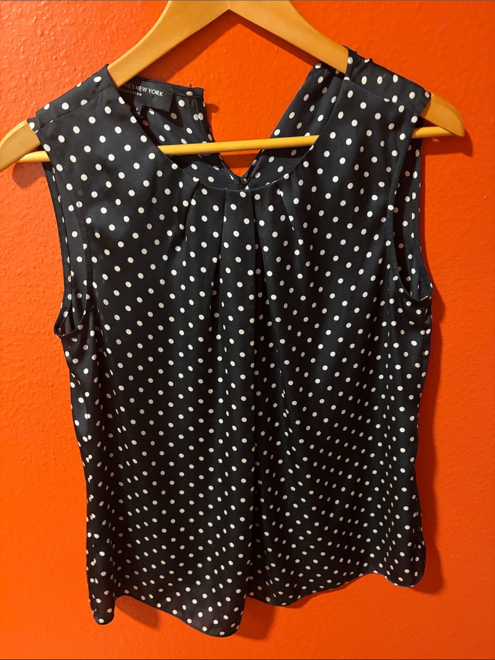 Jones New York Black and White Polka Dot Sleeveless Blouse
